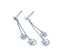 Women Earring Platinum Dangle Earrings for Womens Hollow Peach Blossom Earring White Gold