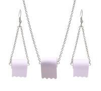 Women Earring Set 3pcs White Leather Paper Shape Creative