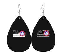 Women Earrings 47Th Infantry Division America Flag Long Earring Retro Lightweight Leather Teardrop Earrings, For Wedding, Party, Bridal