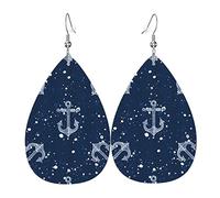 Women Earrings Anchor Stripes Waves Dark Blue Long Earring Ladies Lightweight Pendant Teardrop Earrings, For Valentine'S Day, New Year, Ouple