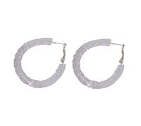 Women Earrings Bohemian Shiny Glitter Sequins Hoop Earrings Wrapped Gold Plated Circle Statement Rhinestone Dangle Drop Earrings For Women Girls Boho Large (White, One Size)