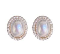 Women Earrings Boho Fashion S925 Silver Needle Retro Oval Pearl Earrings For Women Design High End Style Camera for (1-White, One Size)