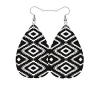 Women Earrings Ethic Black White Diamond Geometry Stripes Drop Dangle Lightweight Retro Pendant Teardrop Earrings, For Ouple, Party, Bridal