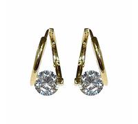 Women Earrings Fashion Earrings In Stainless Steel Circle Round Earrings Woman Creative Earrings Geometric Diamond Shaped Crystal Earrings For Women Clip on Drop (A, One Size)