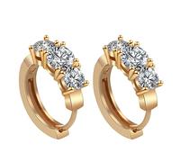 Women Earrings Female Earrings Buckle Earrings Zircon Diamond Fashionable Four Three Ear Earrings Rose Hoop Earrings Small (Gold, One Size)