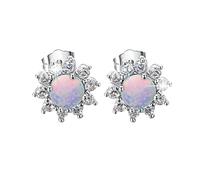 Women Earrings for Easter Days Fashion Round Opal Diamond Earrings Light Luxury Crown Stud Earrings For Women Earrings Set Studs (Silver, One Size)