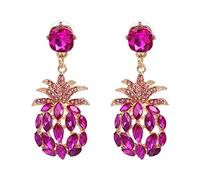 Women Earrings for Easter Days Pineapple Dangle Earrings For Girl And Women Gold Shining Crystal Hawaiian Vacation Party Cute Fruit Accessories Stud Heart Earrings (Pink, One Size)