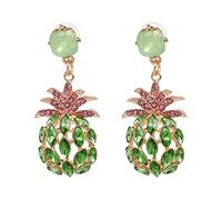 Women Earrings for Easter Days Pineapple Dangle Earrings For Girl And Women Gold Shining Crystal Hawaiian Vacation Party Cute Fruit Accessories Stud Heart Earrings (Green, One Size)