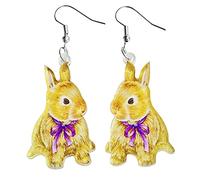 Women Earrings for Mother Ramadan Gifts Easter Earrings Bunny Flower Basket Cute Print Egg Chicken Spring Flower Earrings Hoop Small (C, One Size)
