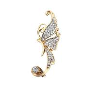 Women Earrings for Ramadan Days Butterfly Shape Earrings Left Ear Clip For Women Girls No Piercing Zircon Butterfly Ear Clips Rhinestone Earrings Cuff Wrap Earrings Bling Earrings (White, One Size)