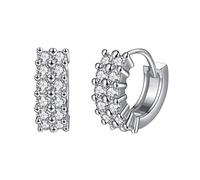 Women Earrings for Ramadan Days Easter Super Strong Double Rows Shiny Zircon Ear Buckle Crystal Female Ear Buckle Small Ear Hoops (A, One Size)