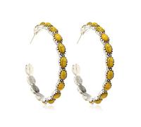 Women Earrings for Ramadan Days Natural Turquoise Dangle Metal Large Oval Earrings Vintage Statement Teardrop Earrings Bohemian Delicate Hoop Earrings For Women Girls Small Hoop (Yellow, One Size)