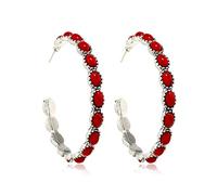 Women Earrings for Ramadan Days Natural Turquoise Dangle Metal Large Oval Earrings Vintage Statement Teardrop Earrings Bohemian Delicate Hoop Earrings For Women Girls Small Hoop (Red, One Size)