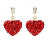 Women Earrings for Ramadan Days New Year Chinese New Year Red Small Peach Heart Crystal Earrings Korean Dongdaemun Rhinestones Love Ear Studs Ear Accessories Earrings Alt (Red, One Size)