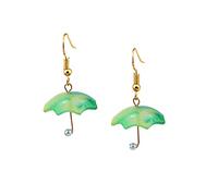 Women Earrings for Ramadan Mother's Day Colorful Cartoon Printing Earrings For Women Girls Umbrella Shape Ear Clip Earrings Thin Dangle Elegant Curved Umbrella Earrings Wedding Earrings (A, One Size)