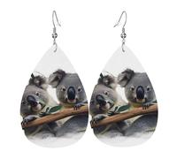 Women Earrings Funny Koalas Dangle Earring Printed Ladies Leather Dangle Drop Earrings, For Party, New Year, Festival