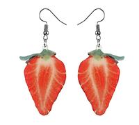 Women Earrings Mother Valentine's Day Gifts Cute Feminine Fruit Earrings Multi Piece Set Funny Kawaii Lemon Earrings Funky Novelty Food Earrings Strange Watermelon Non Allergic Earrings (H, One Size)