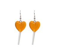 Women Earrings Mother Valentine's Day Gifts Trendy Statement Creative Cute Heart Lollipop Earring Candy Dangle Earrings with Silver Hook Christmas Earrings Studs (Orange, One Size)