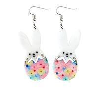 Women Earrings Mother's Day Easter Gifts 1 Pair Of Earrings Easter Bunny And Egg Earrings Pastel Easter Bunny Earrings Striped Easter Egg Earrings Cute Easter Earrings Hoop Heart (Pink, One Size)