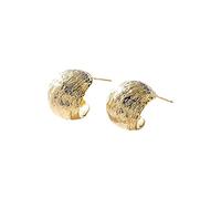 Women Earrings Mother's Day Easter Gifts Fashion Light Luxury Doubles C Shaped S925 Silver Needle Stud Earrings Female Retro Hongs Kong Style Brushed Earrings 90mm Hoop Earrings for Women (Gold, size)
