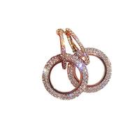 Women Earrings Mother's Day Easter Gifts Rosegold Round Fashion Luxury Diamond Earrings Glitter Women Gold Silver Earrings Faux Diamond Earrings for Women (Rose Gold, One Size)