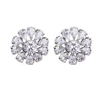 Women Earrings Mother's Day Easter Gifts Snowflake Earrings Super Water Drop Flower Zircon Earrings Stylish Semicircular Senior Elegant Crystal Flowers Snowflake Earrings Stud Ear (Silver, One Size)