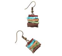 Women Earrings Pile Library Jewelry A Opening Of Books Earrings Fashion Retro Books Earrings Melting Earrings (Multicolor, One Size)