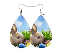 Women Earrings Rabbit Little Easter Bunny Easter Eggs Green Grass Dangle Earring Ladies Teen Girls Earrings, For Party, Valentine'S Day, Bridal