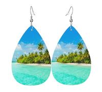 Women Earrings Sandy Beach And Palm Tree Long Earring Retro Lightweight Pendant Teardrop Earrings, For Birthday, Wedding, Festival