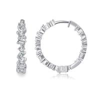 Women Earrings, Silver Earrings Hoops Irregular Cubic Zirconia 21X4mm for Sister Valentines Day Jewelry Popular