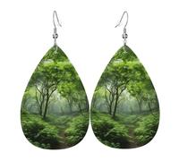 Women Earrings Tropical Rainforest Print Long Earring Creative Retro Faux Leather Earrings, For New Year, Wedding, Valentine'S Day