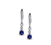 Women Earrings White Gold 18K, Teardrop Shape with Pear Sapphire 0.85ct Dangle Earrings