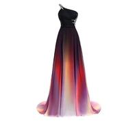 Women Elegant Cocktail Formal Dresses, Women Plus Size One Shoulder Backless Ombre Long Evening Prom Dress, Slim Fit Sleeveless Wrap Christmas Dresses, For Party Club, Christmas ( Color : Rainbow colo