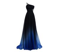 Women Elegant Cocktail Formal Dresses, Women Plus Size One Shoulder Backless Ombre Long Evening Prom Dress, Slim Fit Sleeveless Wrap Christmas Dresses, For Party Club, Christmas ( Color : Blue-black ,