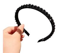 Women Elegant French Beaded Hair Hoop Thin Hair Shimmering Artificial Crystal Hairband for Evening Party Prom
