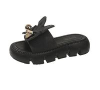 Women Elegant Slippers Shoes 2024 Fashion Slippers Ladies Fashion Summer Breathable Mesh Butterfly Dew Toe Thick Sole Sandals Womens Closed Back Slippers (Black, 6)