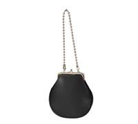 Women Elegant Small Evening Handbag With Beads Chain Strap PU Leather Shoulder Crossbody Bag Kiss Lock