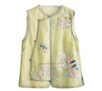 Women Embroidery Hanfu Tops Traditional Ethnic Vest Sleeveless Jacket Oriental Folk Waistcoat Lace Vest color1 XXL