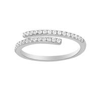 Women Engagement Ring, 14 K White Gold Wedding Band Women Adjustable Ring with Round Moissanite Size Q 1/2