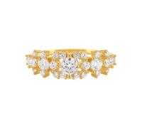 Women Engagement Ring, Wedding Band 9K Yellow Gold with White Round Shape Moissanite Trendy Jewelry for Wife Size K 1/2