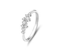 Women Engagement Ring White Gold, Simple Rings Irregular with Round Diamond Au375 9K White Gold Band Size N 1/2