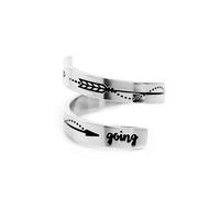 Women Engagement Rings, Bucking Keep Going Engraved Titanium Steel Double Layer Ring Anniversary Promise Rings