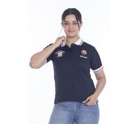 Women England Rugby T Shirt | Button Down Collar Style Short Sleeve Size L, Navy Blue