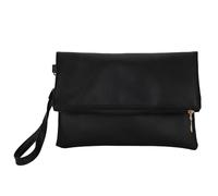 Women Envelope Clutch Solid Color Leather Folding Handbag Zipper Closure Casual Style Commuting(Black)