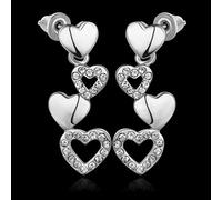 Women Environmental Protection Zircon Heart-Shaped Earrings/Anti-Allergic/Flashing/Diamonds/Small and Exquisite,Colour:A