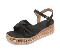 Women Espadrille Wedge Sandals Knot Cross Strap Studded Platform Ankle Buckle Summer Shoes Open Toe Comfortable Heeled Sandals Non Slip Sole Beach Holiday Wedding Party Casual Everyday Footwear