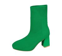 Women Europe and The United States Winter Boots Chelsea Knee-High Suede Lightweight Dog Walking Rainy Days Western Cowboy Knee High Faux Leather (11) Green