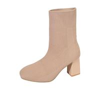 Women Europe and The United States Winter Boots Chelsea Knee-High Suede Lightweight Dog Walking Rainy Days Western Cowboy Knee High Faux Leather (21) Khaki