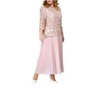 Women Evening Gowns Elegant 3/4 Sleeve Embroidered Lace Maxi Dress Chiffon Modest Formal Cocktail Dresses Mothers of The Bride/Groom Outfits Plus Size My Orders Sale Clearance Deal Pink