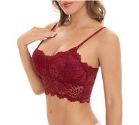Women Everyday Bras Stylish Floral Lace Padded Bra with Double Straps Soft Comfy Non-Wired Brassiere Ladies Girls Camisole Underwear Wireless Bralette Cami Bralet Orders My Order